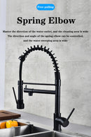 DQOK Black Brushed Spring Pull Down Kitchen Sink Faucet Hot & Cold Water Mixer Crane Tap with Dual Spout Deck Mounted