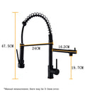 DQOK Black Brushed Spring Pull Down Kitchen Sink Faucet Hot & Cold Water Mixer Crane Tap with Dual Spout Deck Mounted