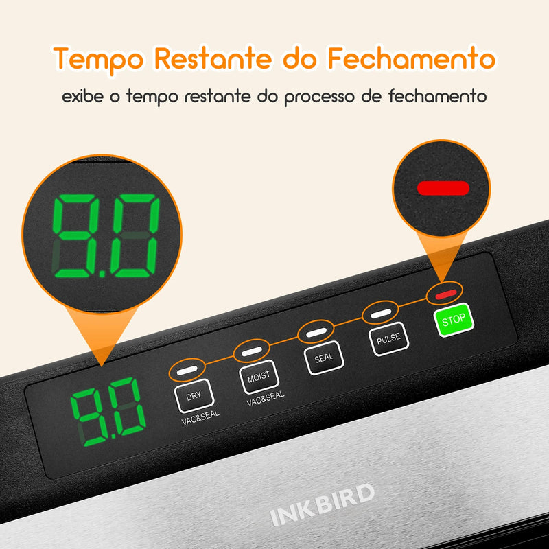 INKBIRD Food Vacuum Sealer Machine INK-VS03 80KPA Strong Suction Automatic Vacuum Sealer with Starter Kit for Food Storage