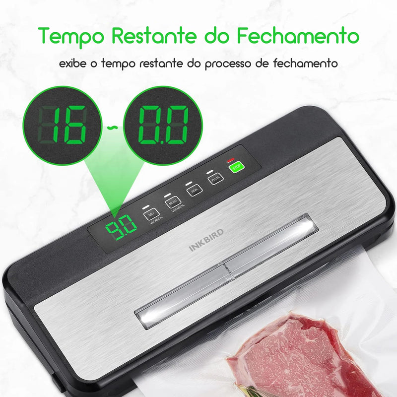 INKBIRD Food Vacuum Sealer Machine INK-VS03 80KPA Strong Suction Automatic Vacuum Sealer with Starter Kit for Food Storage