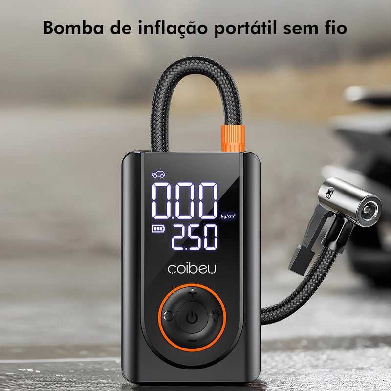 60W Wireless Portable Inflation Pump Battery 1800mAh * 2.5 Modes (Car/Bicycle/Motorcycle), LED Auto Shutdown, Type-C